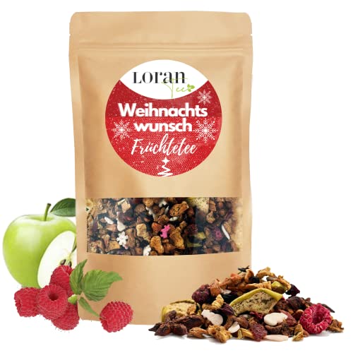 Loran Tee - Früchtetee Weihnachtswunsch 100gr, Standbodenbeutel mit losem Tee, Tee Fruchtstücken, Himbeere, Bratapfel von Loran Tee