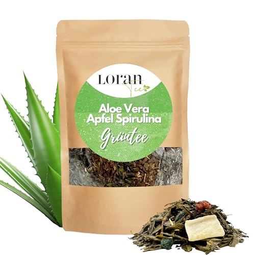 Loran Tee - Grüntee, lose 80g, Grüntee, Premium Qualitat, Abnehmen und Gewichtsverlust Tee, loser Tee, gesund (Grüner Tee Aloe Vera-Apfel-Spirulina) von Loran Tee