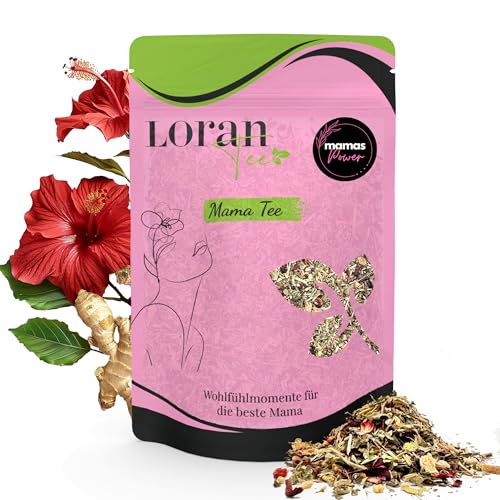 Mama Tee "Mamas Power" - Kräutertee mit Tulsi, Hibiskus, Ashwagandha & Gotukola - Natürlicher Energiespender, Power, 80g, lose Früchte, Geschenk für Mama von Loran Tee