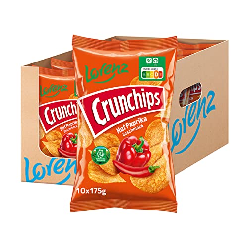 Lorenz Snack World Crunchips Hot Paprika, 10er Pack (10 x 175g) von Lorenz Snack World