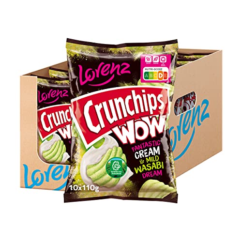 Lorenz Snack World Crunchips WOW Cream & Mild Wasabi, 10er Pack (10 x 110 g) von Lorenz Snack World