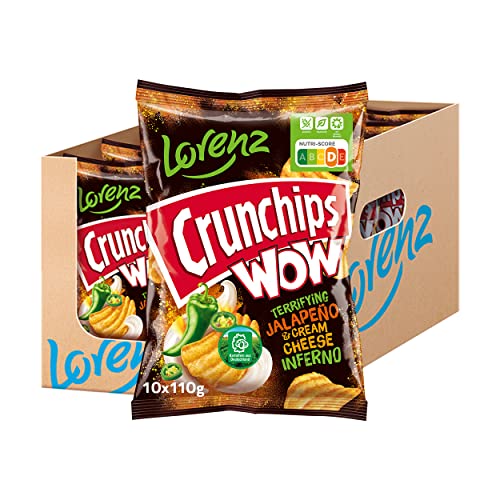 Lorenz Snack World Crunchips WOW Jalapeño & Cream Cheese, 10er Pack (10 x 110 g) von Lorenz Snack World