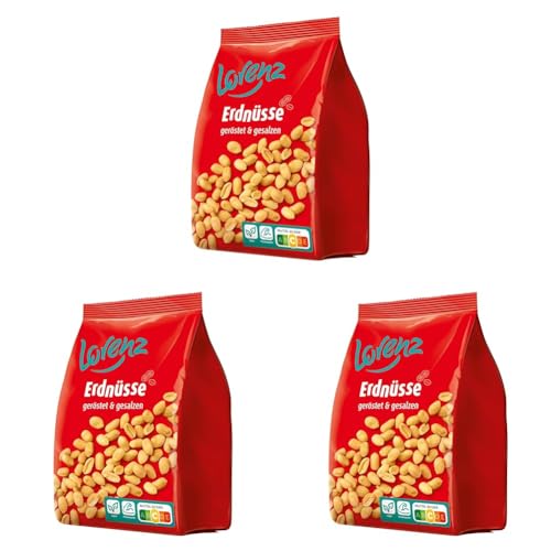 Lorenz Snack World Erdnüsse geröstet, gesalzen Stehbeutel, 3er Pack (1 x 1 kg) von Lorenz Snack World