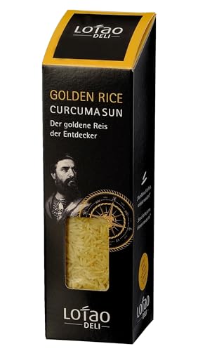 Goldener Lotao Bio-Reis Curcuma Sun, Kurkuma Langkorn-Basmatireis in Bio-Qualität (1x 300g) | Goldgelber Reis mit Kurkumaraspeln: Aromatischer Geschmack für vegane, vegetarische Küche, Fisch, Fleisch von Lotao