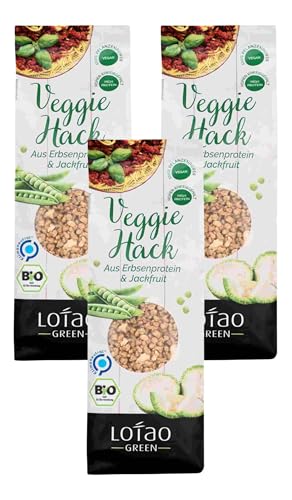 Lotao Veggie Hack Bio (3x 100g) - Veganes Hack: nachhaltig & hochwertig | 70% Protein: Erbsenprotein & Jackfruit | Vielfalt für vegane Lebensmittel: Bolognese Sauce, Burger, Chili Sin Carne uvm. von Lotao