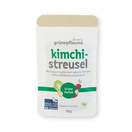 BIO Fermentierte Gemüse-Würzmischung für vielseitige Gerichte. Vegan, glutenfrei, natürlich. Kimchi-Streusel Grüne Vielfalt 30g von Louie's grünepflaume