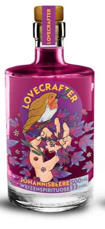 Lovecrafter X Johannisbeere | Korn mit Johannisbeere | Für Longdrinks (z.B. mit Wild Peach) | 100% natürlich | Alternative zu Flavored Gin | Vom Niederrhein | 33% Vol. | 500ml von Lovecrafter