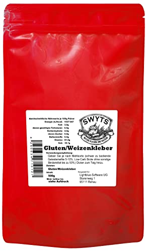 500g Gluten/Weizenkleber - für bessere Teigstruktur und Low-Carb-Rezepte - Backen und Kochen wie die Profis mit Qualität von von SWYTS - mind. 12 Monate MHD von LowCarbWelt.de