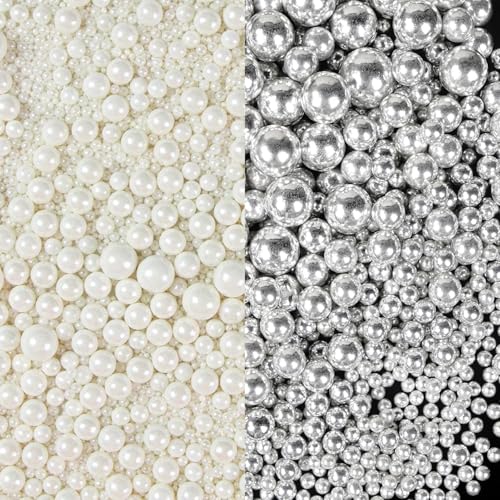 Lozadia 100g Halloween Peal Sprinkles Mix- Christmas Cake Sprinkles Topper Cake Decorations -Cupcake Cookies Ice Cream Macaron Doughnut Sugar Sprinkles On Birthday Party (WHITE-SILVER, 100G) von Lozadia