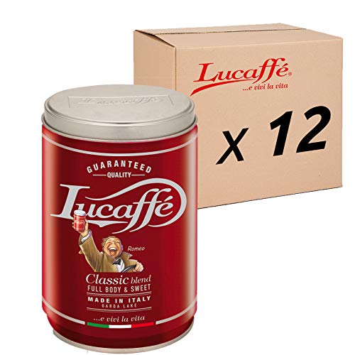 LUCAFFÈ Klassische Kaffeebohnen Kaffeekanne 12 x 250 g Stahl spart Kaffeebohnen Aroma 80% Arabica Kaffee 20% robust, süßer Geschmack, geröstete Aroma Haselnussnoten, weicher Körper von Lucaffé