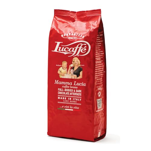 Lucaffé - Kaffeebohnen Mamma Lucia, 1 kg | Kaffee aus ganzen Bohnen für cremigen Espresso | Helle Röstung | intensiver und cremiger Geschmack von Lucaffé