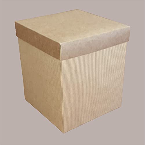 Lucgel Srl 5 Stück Aufbewahrungsboxen + Deckel Papier Welle Havanna 250 x 250 x 200 mm Geschenk Weihnachten Aufbewahrungsbox von Lucgel