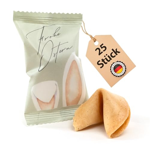 Lucky Treats - 25x Premium Ostern Glückskekse Grün - Vegan & Regional - Osterdeko fürs Osternest - Sprüche auf Deutsch und Englisch - Ideale Oster Süßigkeiten für Erwachsene und Kinder von Lucky Treats