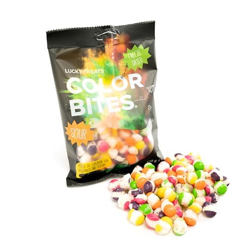 Lucky Treats Color Bites - gefriergetrocknete Süßigkeiten - 100g Geschmack Sour - Amerikanische Freeze Dried Candy - saure knusprige Bonbons - Vegan von Lucky Treats