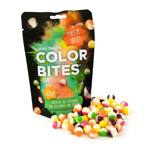 Lucky Treats Color Bites - gefriergetrocknete Süßigkeiten - 100g Geschmack Sour - Amerikanische Freeze Dried Candy - saure knusprige Bonbons - Vegan von Lucky Treats