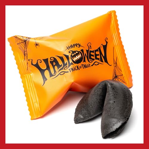 Lucky Treats - Halloween Süßigkeiten - Schwarze Glückskekse mit Komplimenten und Zitaten in Deutsch & Englisch - 25 Stück - Perfektes Gastgeschenk & Süßes oder Saures von Lucky Treats