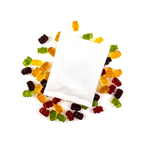 Lucky Treats - Blanko Fruchtgummi Päckchen - 100 Stück - Weiß Glänzend - Ideal zum selbst gestalten - Gummibärchen Gastgeschenke Hochzeit Taufe Geburtstag - Made in Germany von Lucky Treats