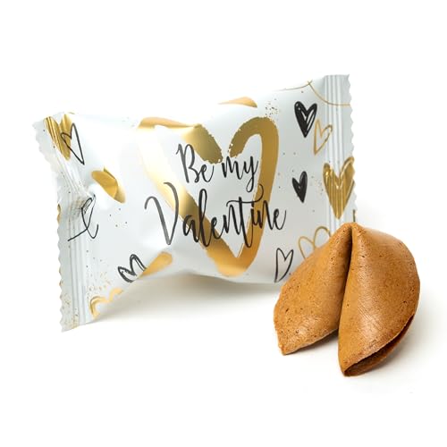 Lucky Treats - Valentinstag Glückskekse Kakao-Vanille - Be my Valentine - Mit liebevollen Botschaften - Perfekt als romantisches Geschenk & Tischdeko - 25 Stück von Lucky Treats