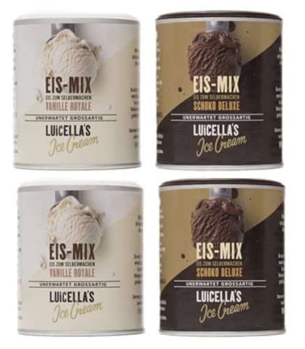 Luicella's Eis-Mix Eispulver Probierpaket - 100% natürlich - 2x Schoko Deluxe & 2x Echte Vanille von Luicella's Ice Cream