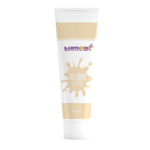 Lumea Lebensmittelfarbe, 30g, 21 Farben, zuckerfrei, wiederverschließbare Tube für Zuckermasse, Fondant & Co. (Elfenbein) von Lumea