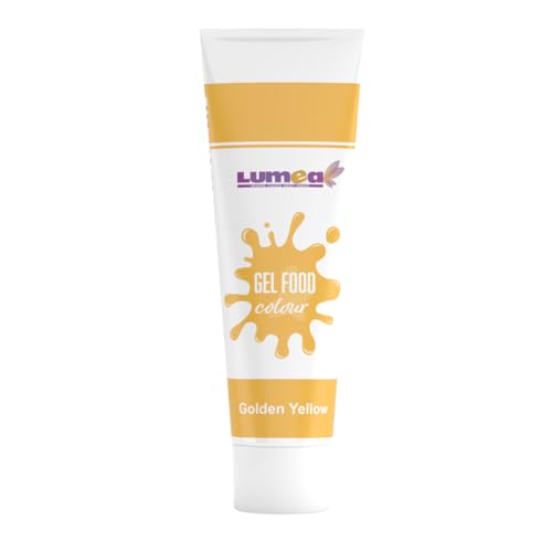 Lumea Lebensmittelfarbe, 30g, 21 Farben, zuckerfrei, wiederverschließbare Tube für Zuckermasse, Fondant & Co. (Goldgelb) von Lumea