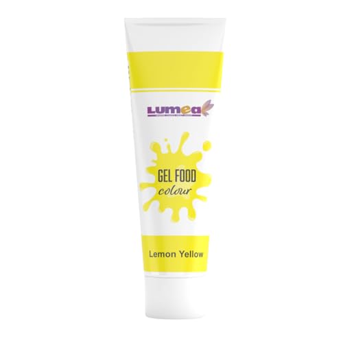 Lumea Lebensmittelfarbe, 30g, 21 Farben, zuckerfrei, wiederverschließbare Tube für Zuckermasse, Fondant & Co. (Zitronengelb) von Lumea