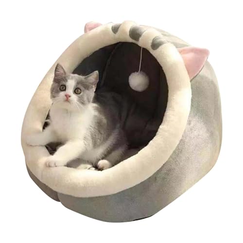 Small Cat House - Cat House | Cute Beds For Indoor Cats | Soft Calming Small Dog Beds | Decorative Semi-Enclosed Pet Cave With Suspending Toy And Cotton Pad For Puppy Kitten von Lumiscent