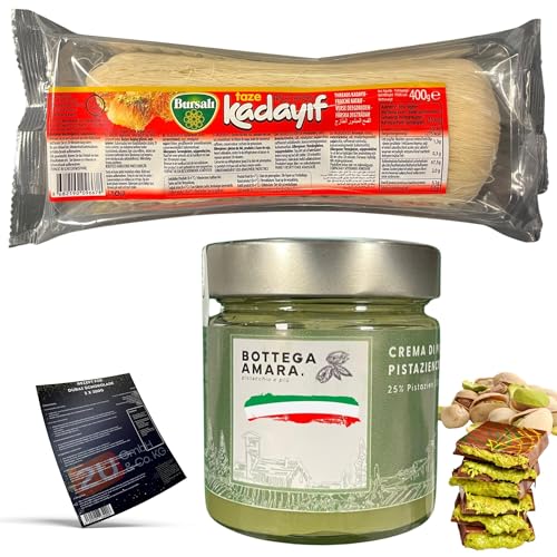 Engelshaar Teigfäden, Türkische Kadayif Kunafeh 400g für Dubai Schokolade & Italienische Pistaziencreme 200g inkl. Rezept zum selbst machen (Dubai Schokolade Set) von Luna