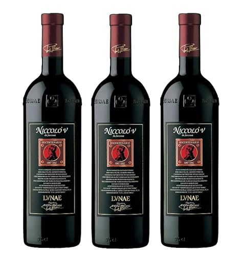 3x 0,75l - 2018er - Lunae - Niccoló V. - Riserva - Rosso - Colli di Luni D.O.P. - Ligurien - Italien - Rotwein trocken von Lunae