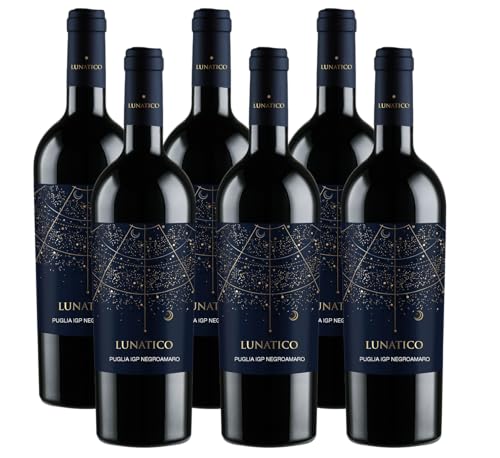 Lunatico Negroamaro – Trockener, körperreicher Rotwein aus Italien (6 x 0,75L) von Lunatico