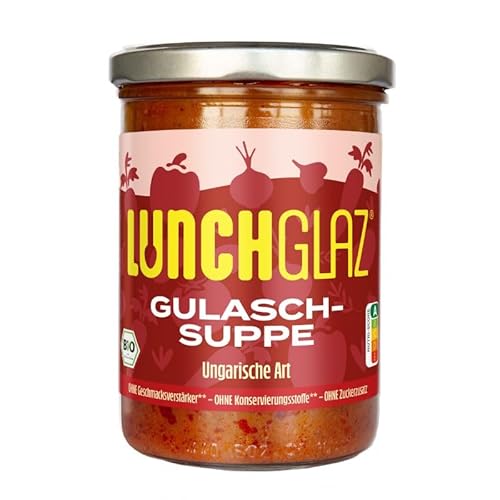 Lunchglaz | Gulaschsuppe Ungarische Art | 390g | 100% Bio | Ohne Zuckerzusatz | Ohne Geschmacksverstärker | Ohne Konservierungsstoffe von Lunchglaz