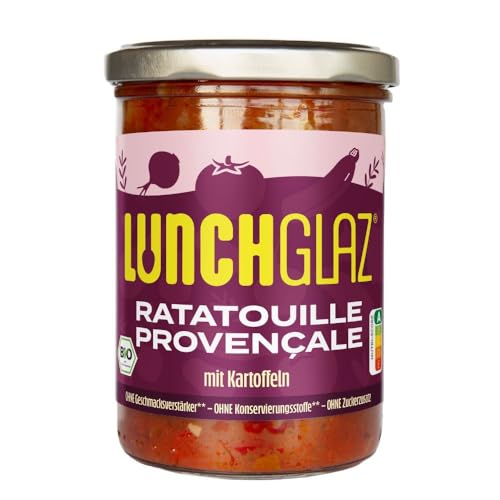 Lunchglaz | Ratatouille Provençale mit Kartoffeln | Vegan | 390g | 100% Bio | Ohne Zuckerzusatz | Ohne Geschmacksverstärker | Ohne Konservierungsstoffe von Lunchglaz