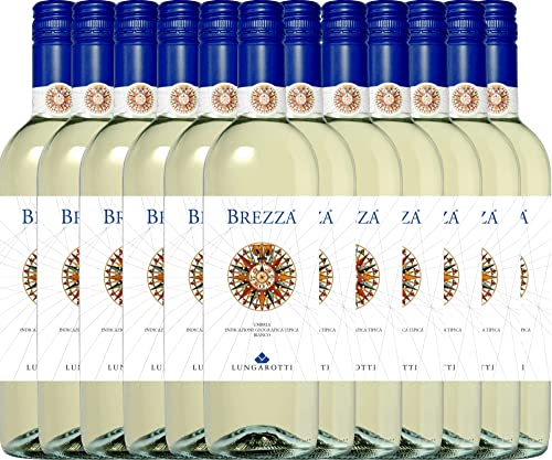 VINELLO 12er Weinpaket Weißwein - Brezza Bianco 2021 - Lungarotti mit einem VINELLO.weinausgießer | 12 x 0,75 Liter von Lungarotti