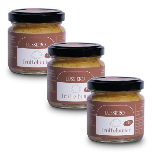 3er Pack Lussiero Premium Trüffelbutter mit 15% echtem Trüffel Weisser Trüffel Tuber Magnatum Pico und Bianchetto Tuber Borchii 80g von Lussiero