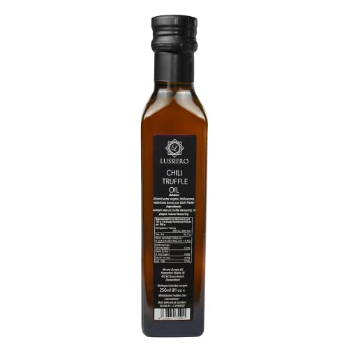 Lussiero Chili Trüffel Öl weisses Trüffelaroma mit feuriger Chili Note in Extra Virginem Olivenöl 250ml von Lussiero