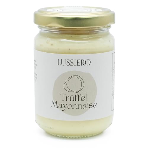 Lussiero Premium Trüffelmayonnaise mit echtem schwarzen Trüffel Gourmet Trüffelmayonnaise ideal für Pommes, Burger, Sandwiches und Feinschmecker, Glutenfrei, 120g von Lussiero