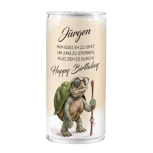 Lustapotheke® 1L Bierdose mit witzigem Spruch "zu spät um jung zu sterben", personalisierte Geschenkidee zum Geburtstag von Lustapotheke