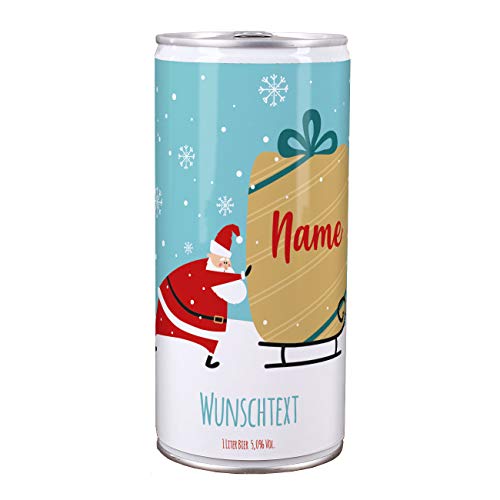 Lustapotheke® Bier zu Weihnachten - Weihnachtsmann mit Schlitten - für alle Bierliebhaber mit Ihrem Wunschtext im Etikett von Lustapotheke