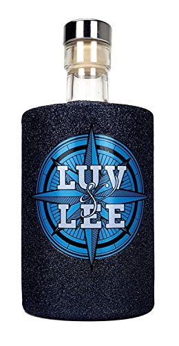 Luv & Lee Hanseatic Dry Gin aus Hamburg 0,5l (43% Vol) - Bling Bling Glitzerflasche in schwarz von Luv & Lee-Luv & Lee