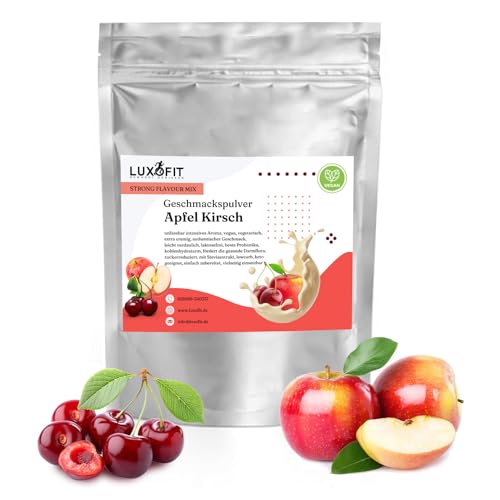 Geschmackspulver Strong Flavour Mix 300g Getränkearoma Pulver Geschmacksintensive Backzutat Natürlich und Zuckerfreies Pulver, Veganer Geschmacksverstärker (Apfel Kirsch) von luxofit