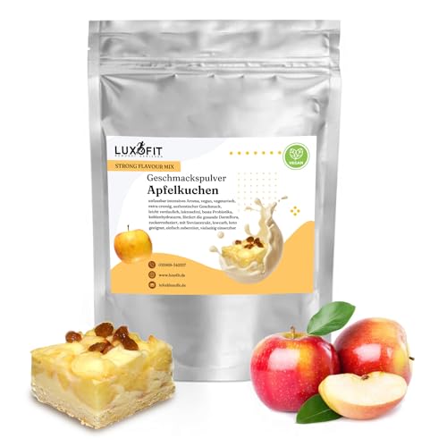 Luxofit Apfelkuchen Geschmackspulver 300 g Strong Flavour Mix Getränkearoma Pulver Geschmacksintensive Backzutat Natürlich und Zuckerfreies Pulver, Veganer Geschmacksverstärker von luxofit