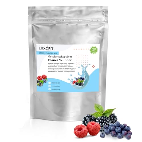 Luxofit Blaues Wunder Himbeer Heidelbeer Brombeer Geschmackspulver 300 g Strong Flavour Mix Getränkearoma Pulver Geschmacksintensive Backzutat Natürlich und Zuckerfreies Pulver von luxofit