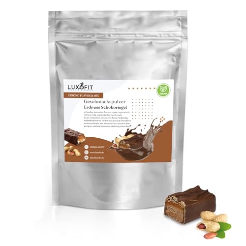 Luxofit Erdnuss Schokoriegel Geschmackspulver 300 g Strong Flavour Mix Getränkearoma Pulver Geschmacksintensive Backzutat Natürlich und Zuckerfreies Pulver, Veganer Geschmacksverstärker von luxofit