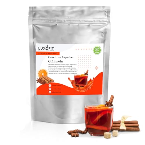 Luxofit Glühwein Geschmackspulver 300 g Strong Flavour Mix Getränkearoma Pulver Geschmacksintensive Backzutat Natürlich und Zuckerfreies Pulver, Veganer Geschmacksverstärker von luxofit