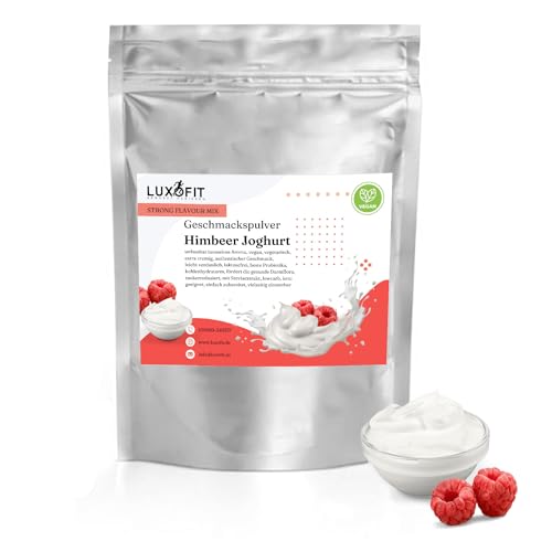 Geschmackspulver Strong Flavour Mix 300g Getränkearoma Pulver Geschmacksintensive Backzutat Natürlich und Zuckerfreies Pulver, Veganer Geschmacksverstärker (Himbeer Joghurt) von luxofit