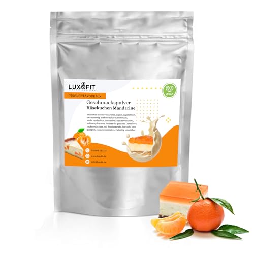 Luxofit Käsekuchen Mandarine Geschmackspulver 300 g Strong Flavour Mix Getränkearoma Pulver Geschmacksintensive Backzutat Natürlich und Zuckerfreies Pulver, Veganer Geschmacksverstärker von luxofit