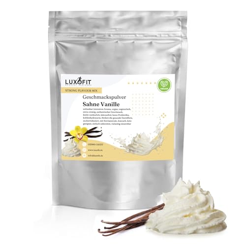 Geschmackspulver Strong Flavour Mix 300g Getränkearoma Pulver Geschmacksintensive Backzutat Natürlich und Zuckerfreies Pulver, Veganer Geschmacksverstärker (Sahne Vanille) von luxofit