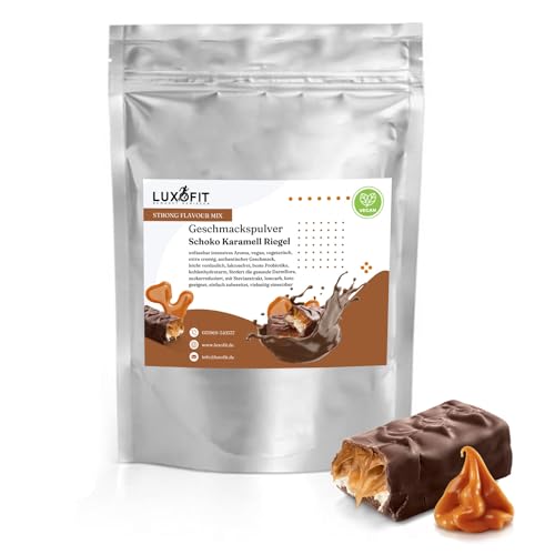 Luxofit Schoko Karamell Riegel Geschmackspulver 300 g Strong Flavour Mix Getränkearoma Pulver Geschmacksintensive Backzutat Natürlich und Zuckerfreies Pulver, Veganer Geschmacksverstärker von luxofit