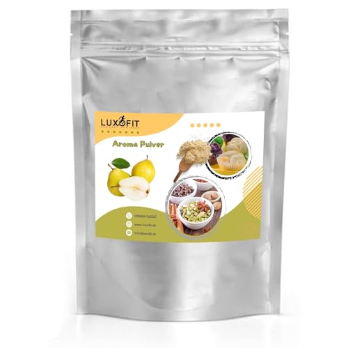 Luxofit Birne Aroma Pulver, fruchtige und cremige Aromen mit Birnen Geschmack, Vegan und Vegetarisch, Wasserlöslich, Allergenfrei, Verfeinerung von Backwaren und Getränken, Made In Germany (1 Kg) von luxofit