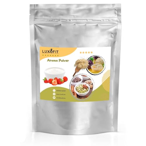 Luxofit Erdbeerjoghurt Aroma Pulver, Lebensmittel und Getränke aromatisieren, Pulveraromen für Gastronomie und private Küche, GMO-frei, Aromen in Lebensmittelqualität, Vegan (1 Kg), Rosa von luxofit